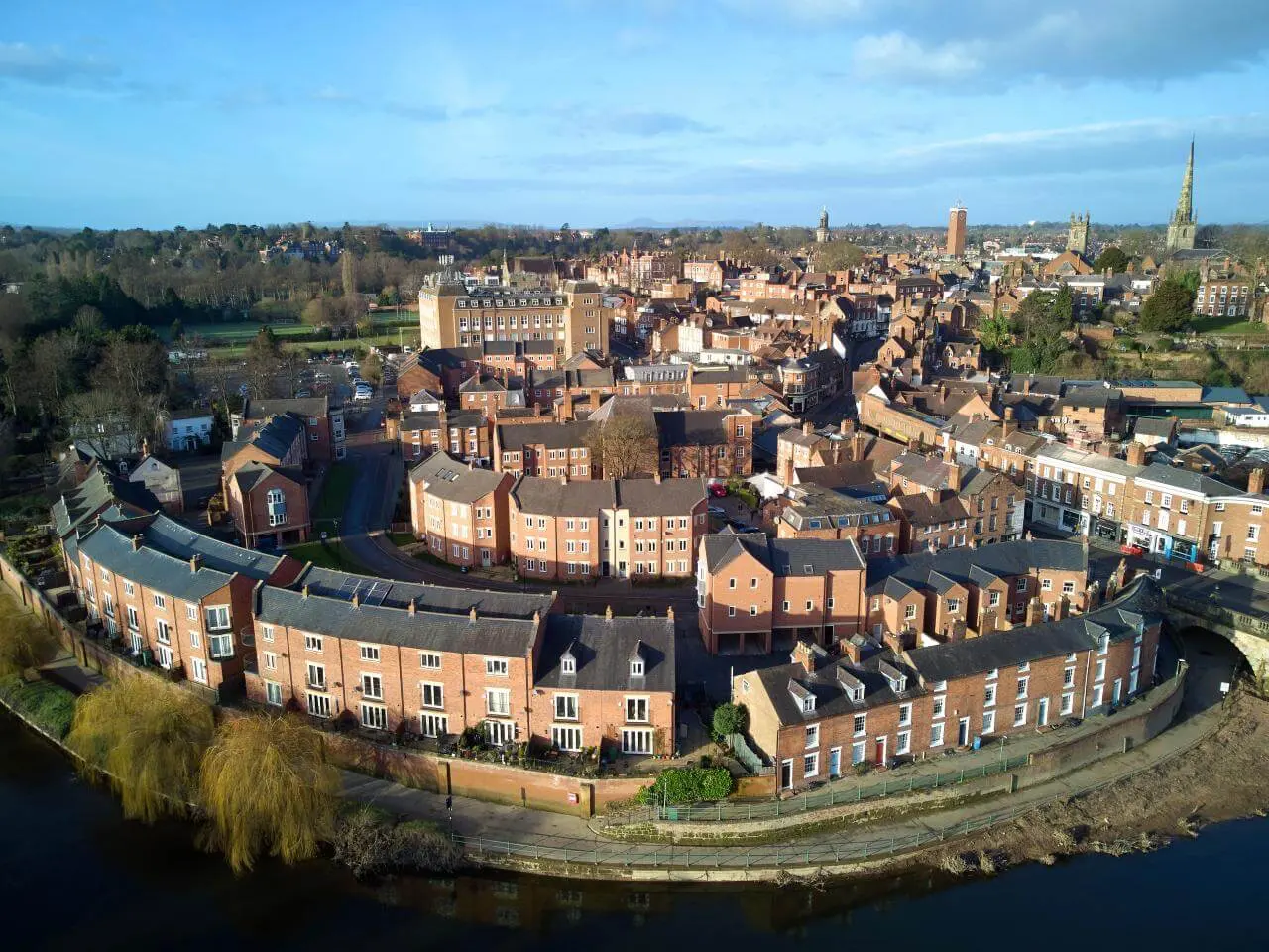 Aerial view of Shrewsbury and the River Severn
