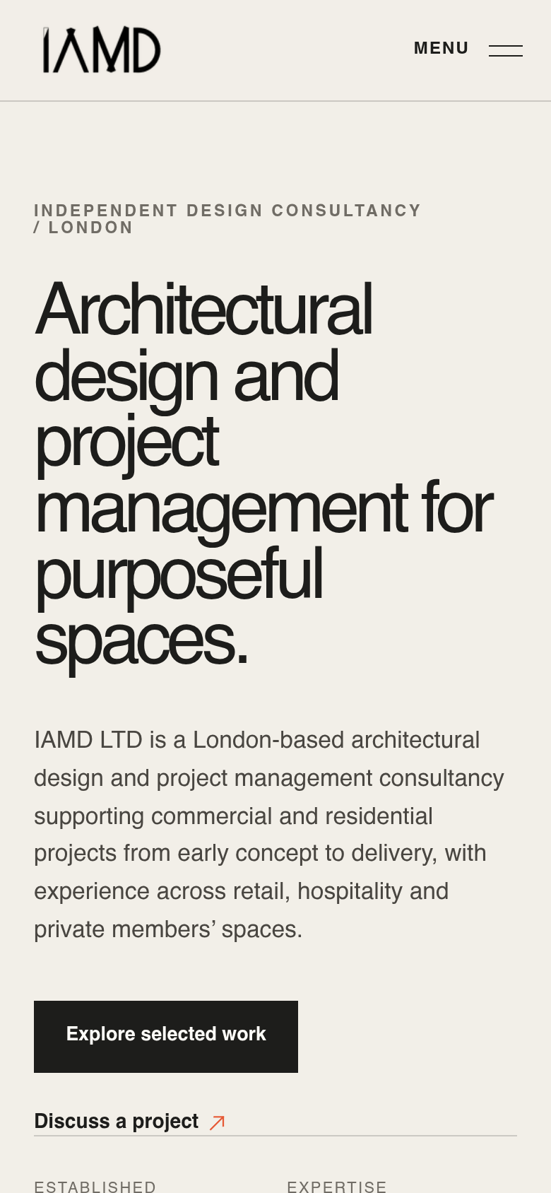 Mobile view of the IAMD LTD homepage designed and built by Digiwings